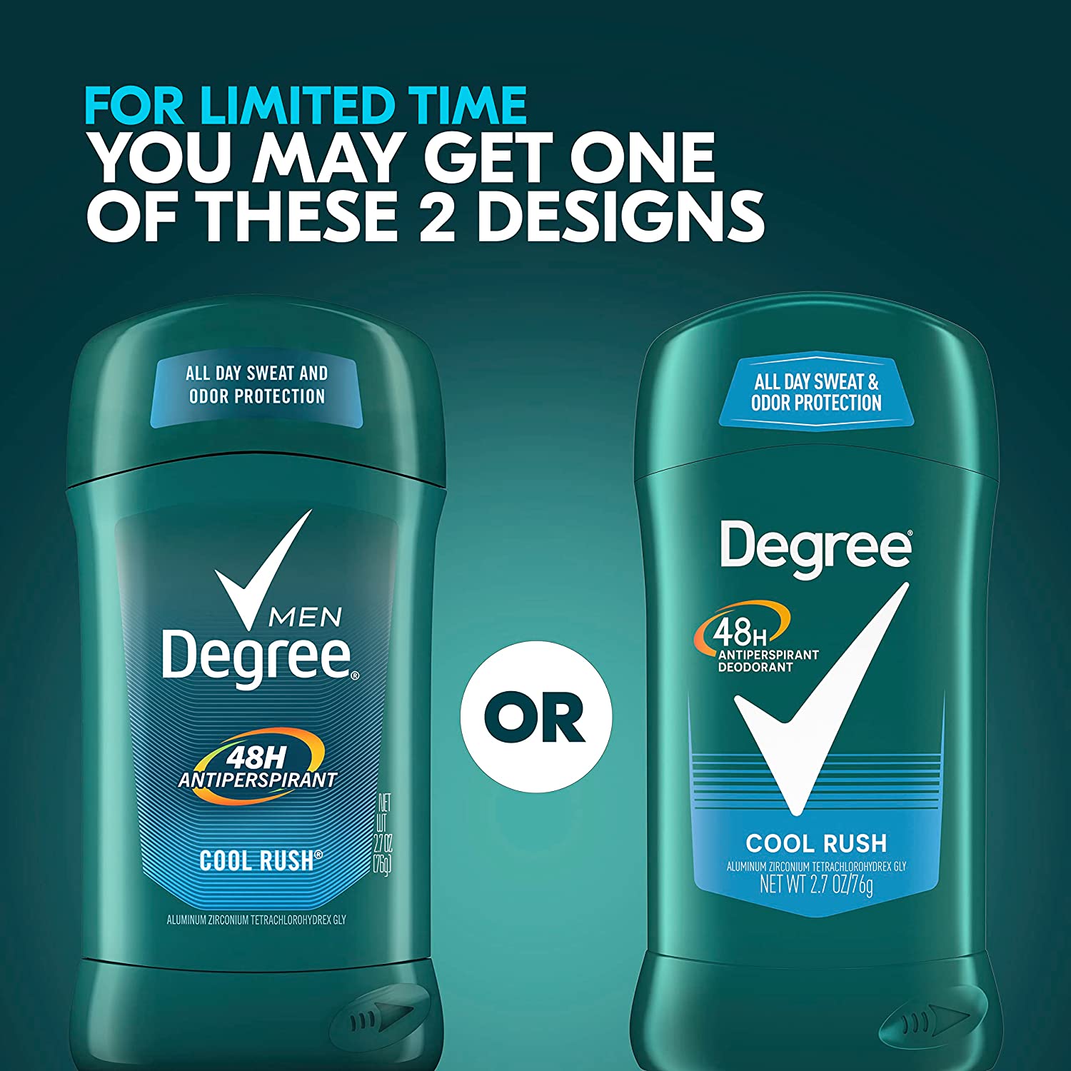 Degree Men Original Antiperspirant Deodorant 48-Hour Sweat & Odor Protection Cool Rush Antiperspirant For Men 2.7 oz Twin Pack - Image 3